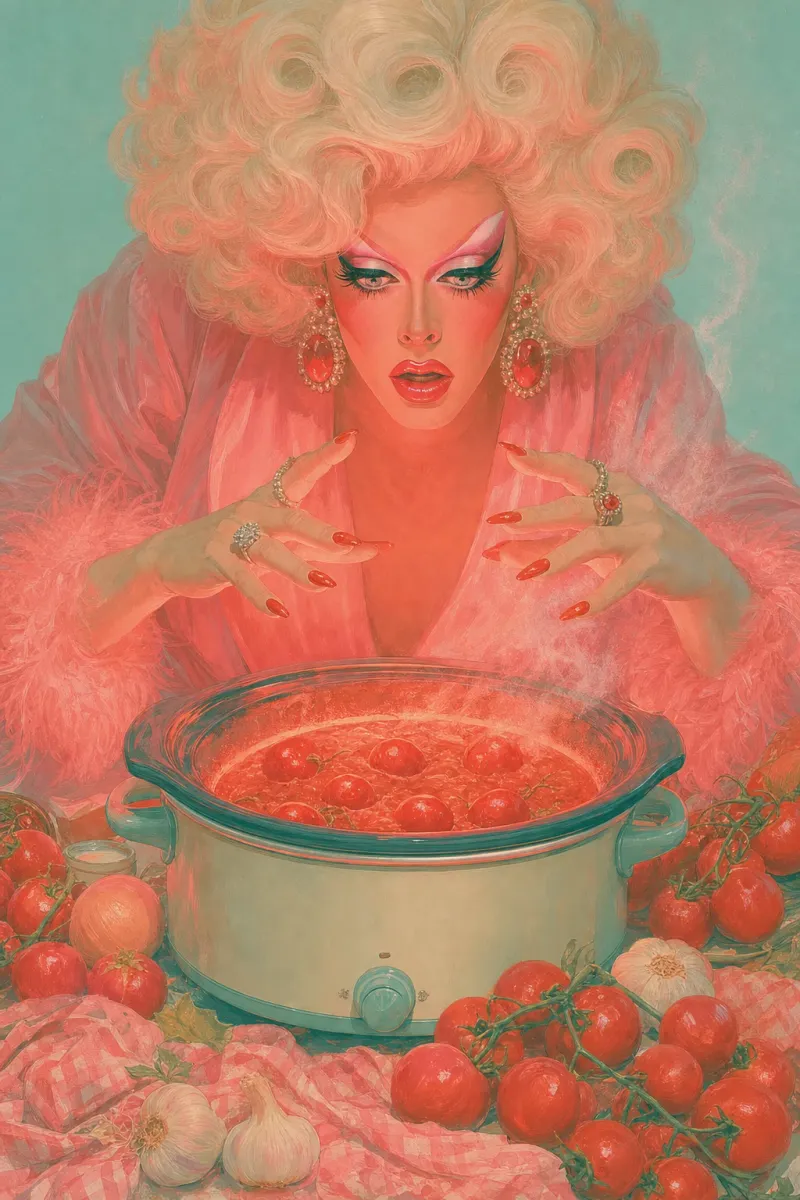 Slow-burn chicken with burst tomatoes