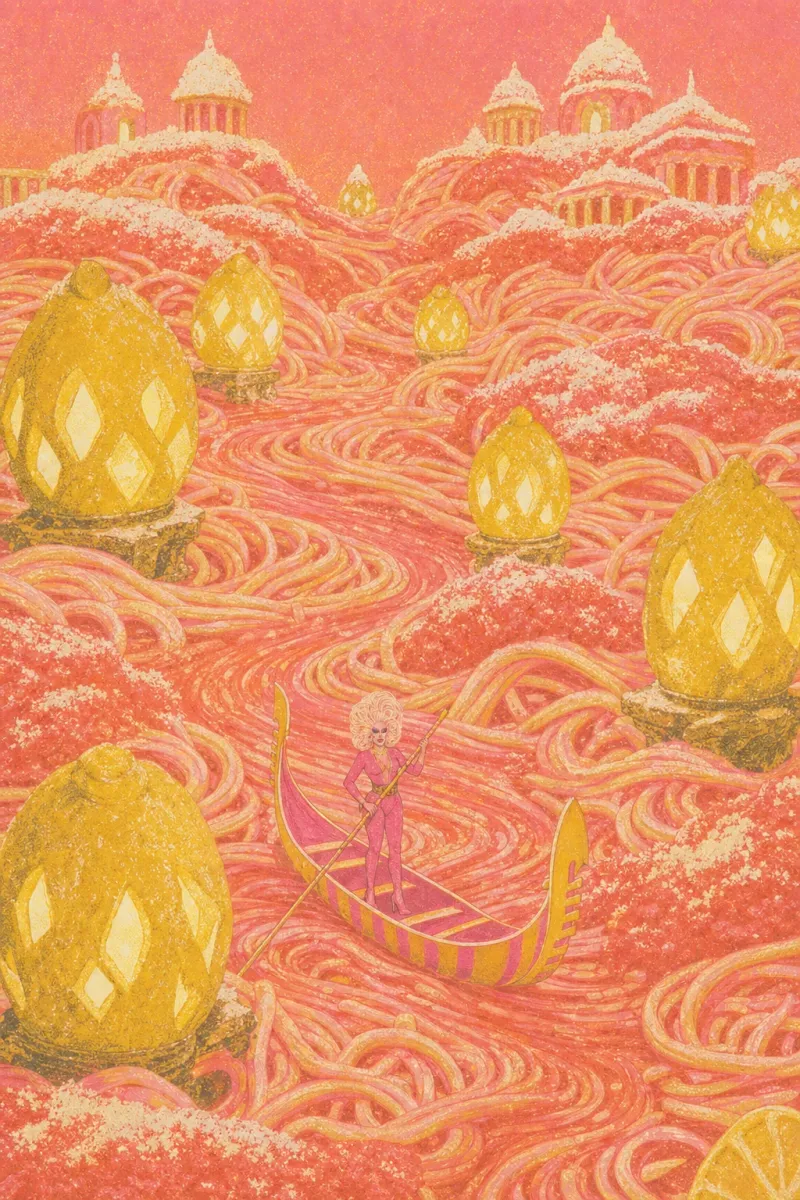 Preserved lemon spaghetti in a fur coat