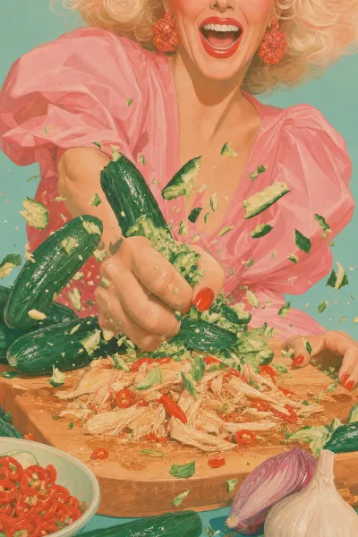 Smashed cucumbers and chicken, no stove required