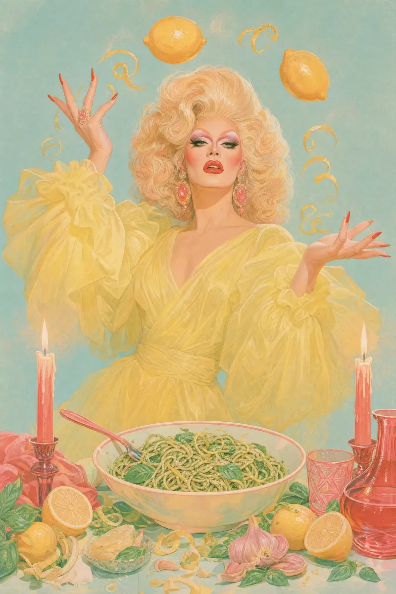 Lemon pesto spaghetti, all zest and no juice